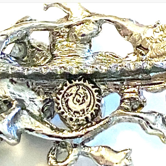 Silver Tone Enamel & Crystal Floral Barrette Duo - Picture 6 of 6